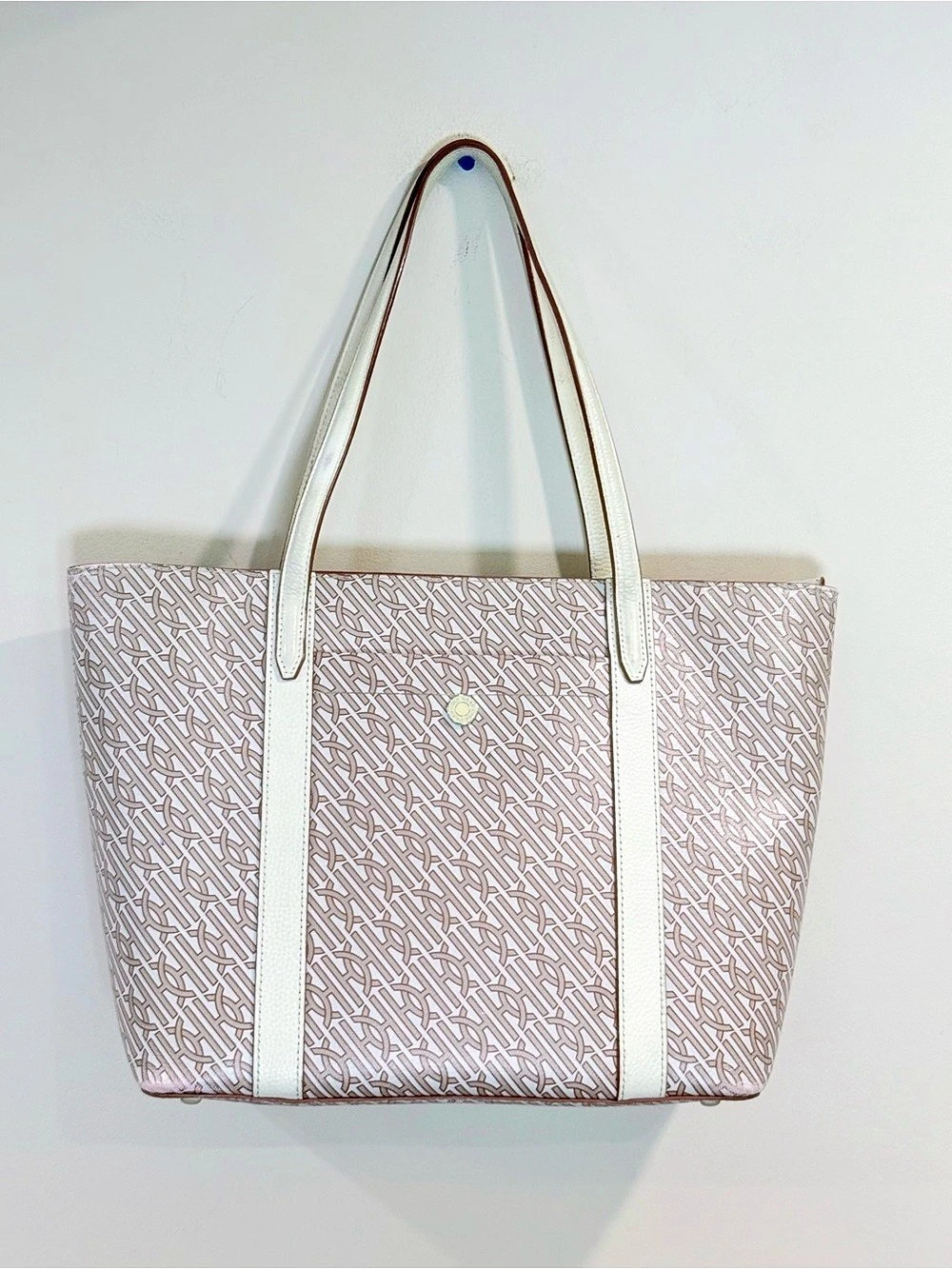 π₯Cole Haan Monogram Tote in Pink & White EUCπ₯